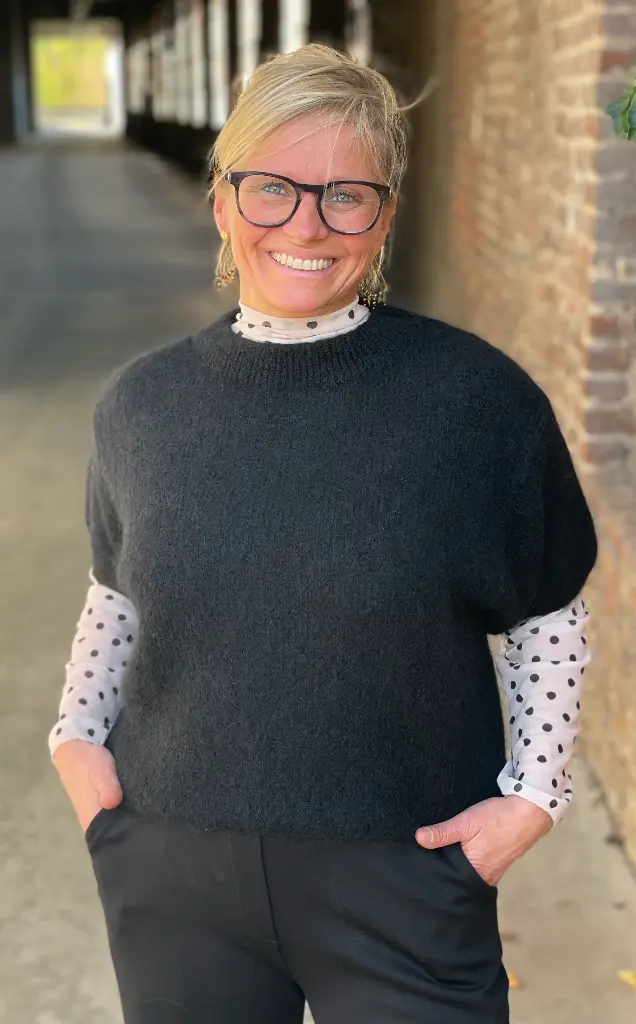 Blouse voile pois col montant