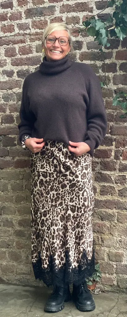 Jupe satin Léo dentelle