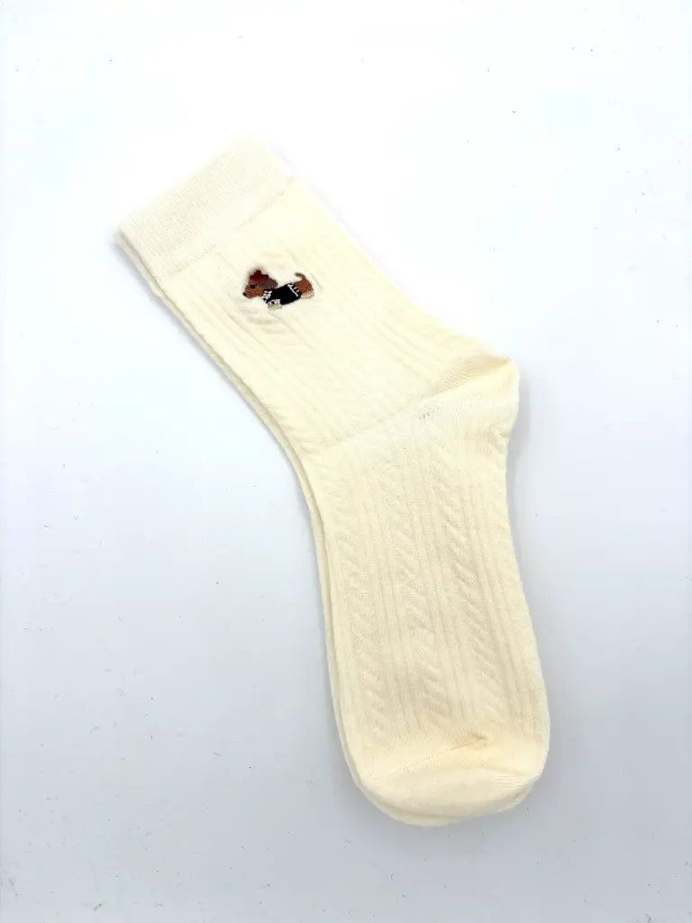Chaussettes côtelées Teckel brodé