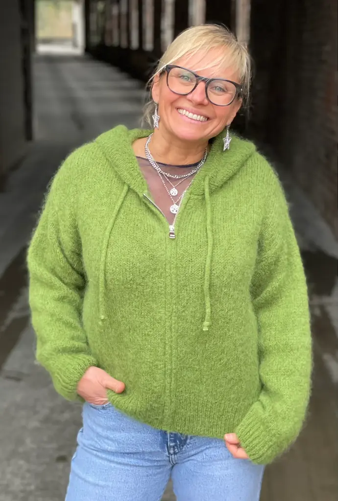 Gilet Mohair Capuche manches longues