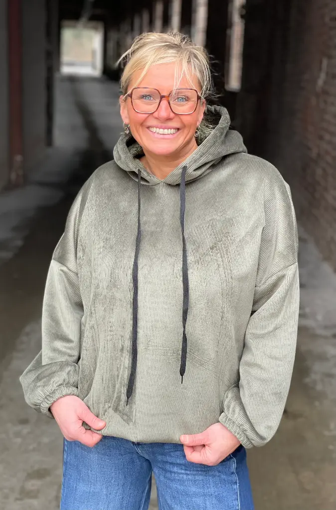 Sweat velours capuche fourré