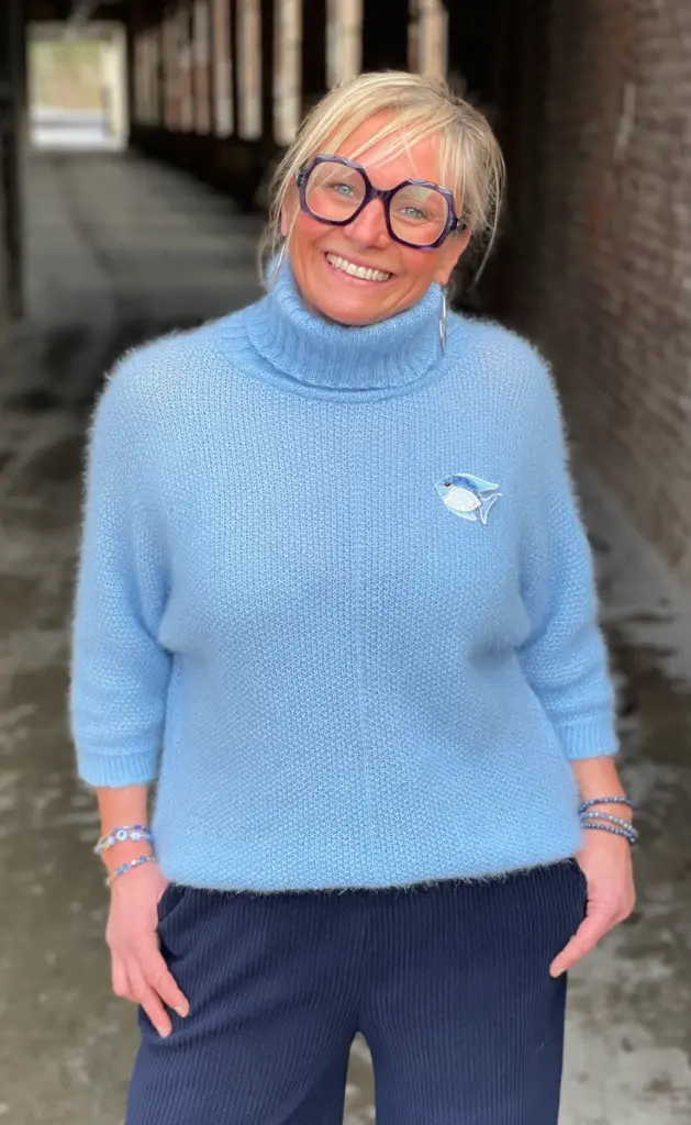 Pull col roulé nid d'abeille