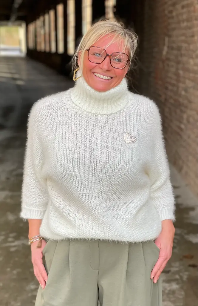 Pull col roulé nid d'abeille