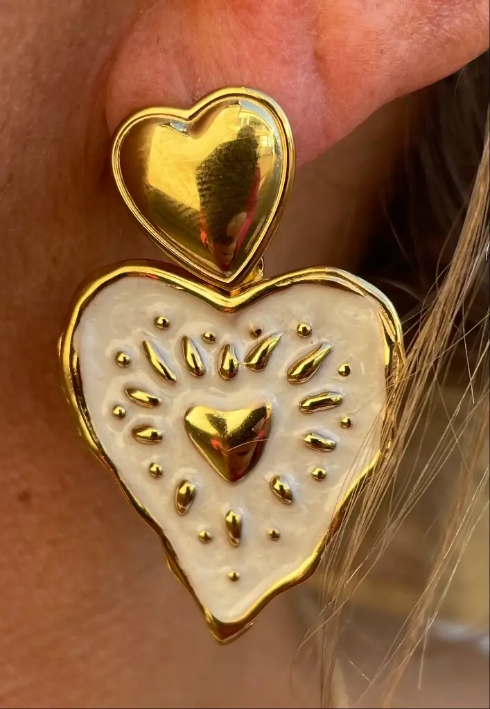 Boucles d'oreilles triple coeurs martelé n°227