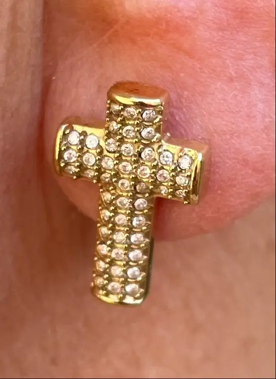 Boucles d'oreilles croix strass n°229