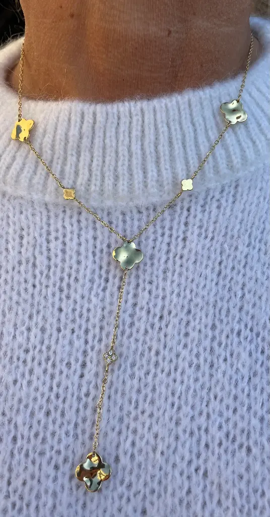 Collier chaîne pendant Trèfles martelés K1037