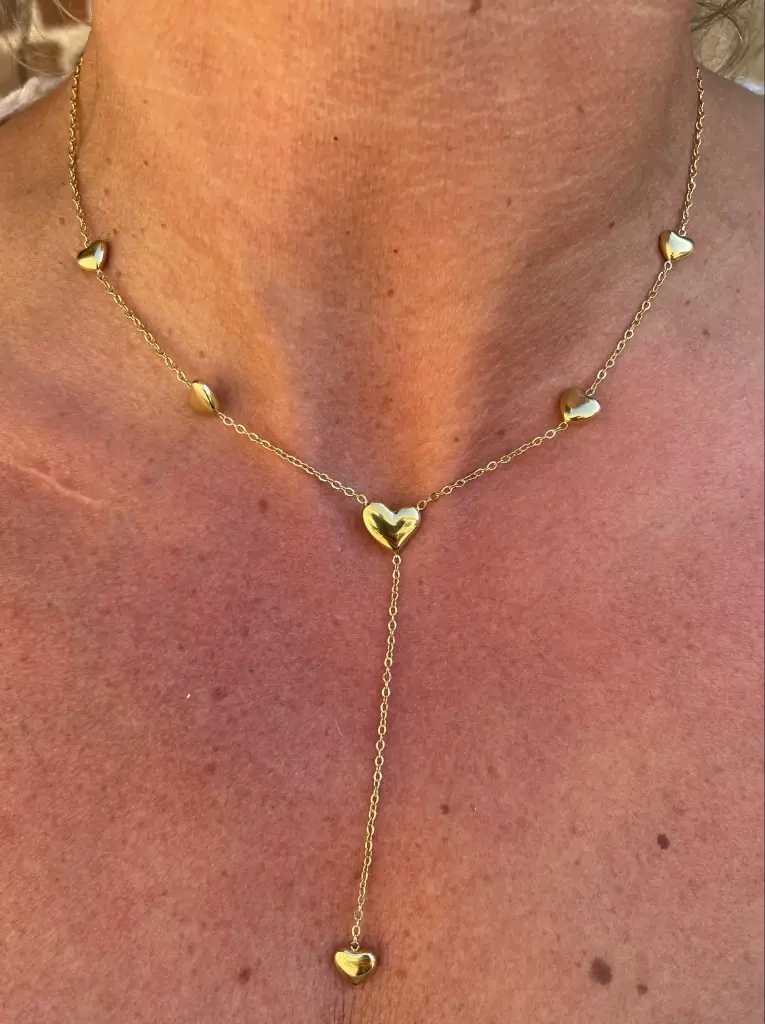 Collier chaîne pendant Coeurs bombés K1033