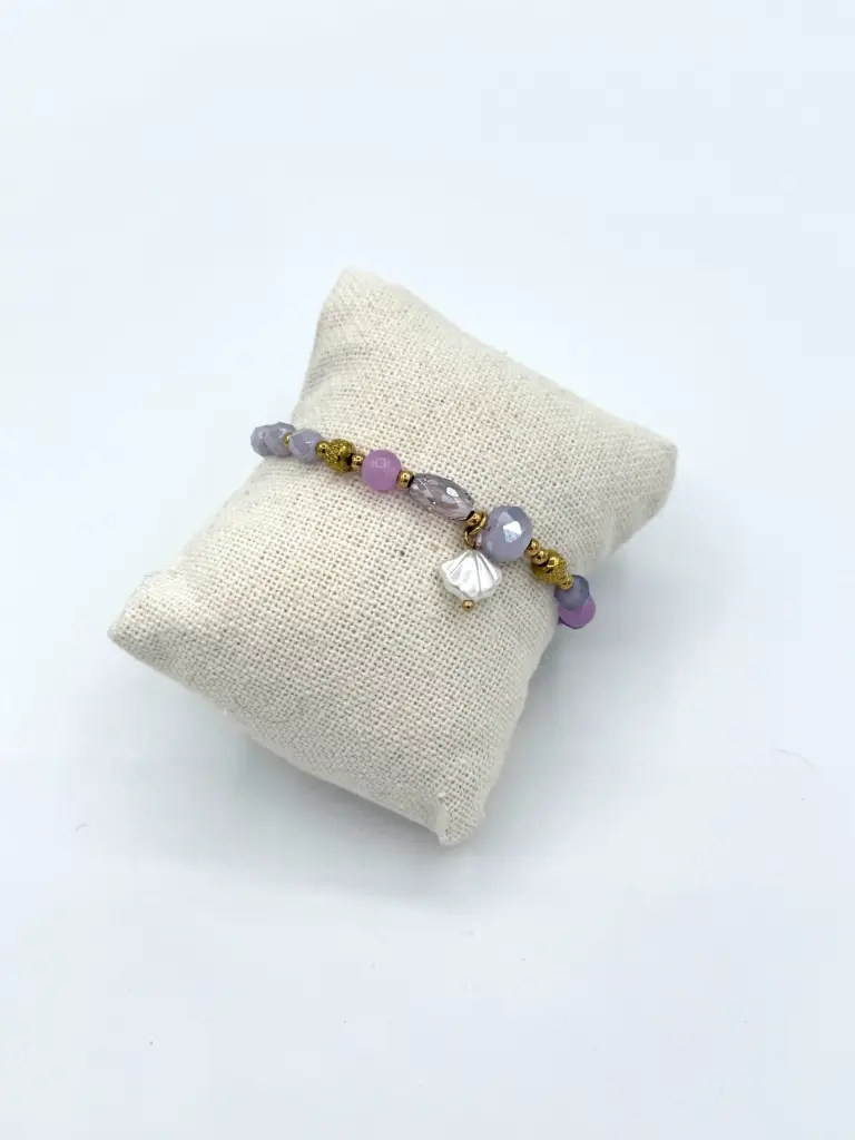 Bracelet coquillages n°149(mauve)