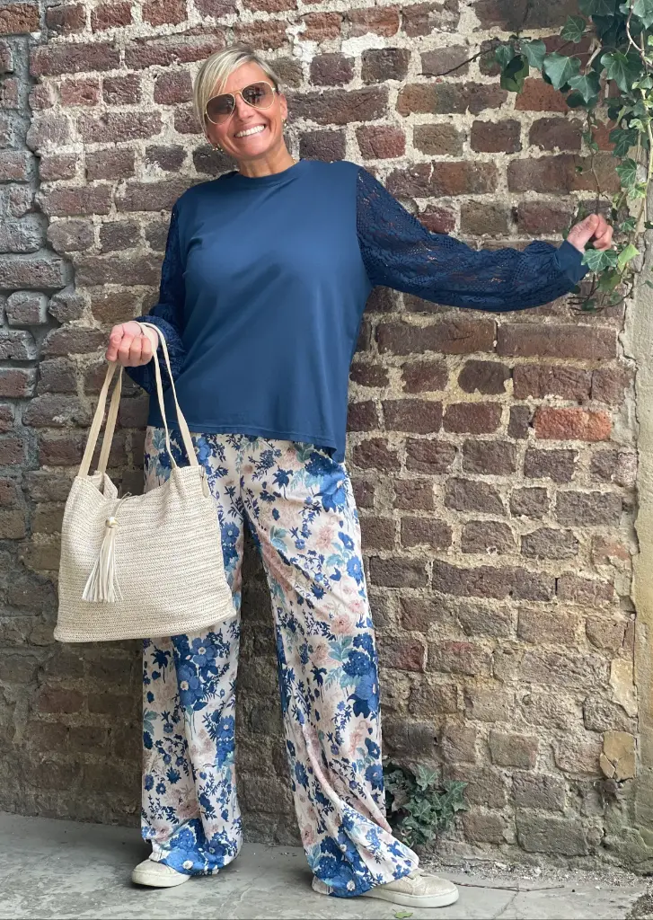 Pantalon satin Fleuri