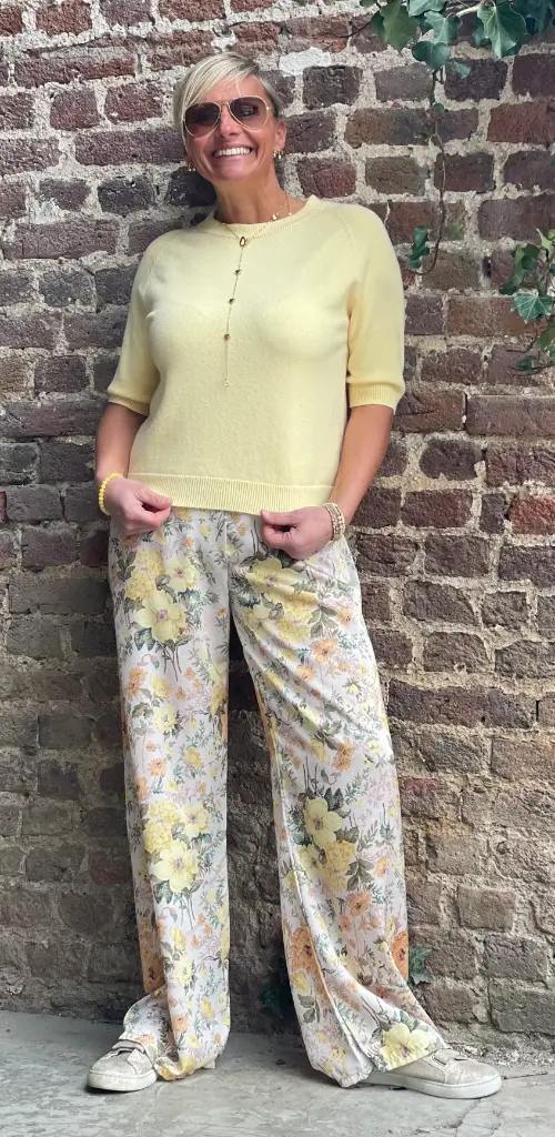 Pantalon satin Fleuri