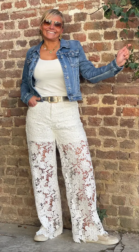 Jeans Dentelle blanc