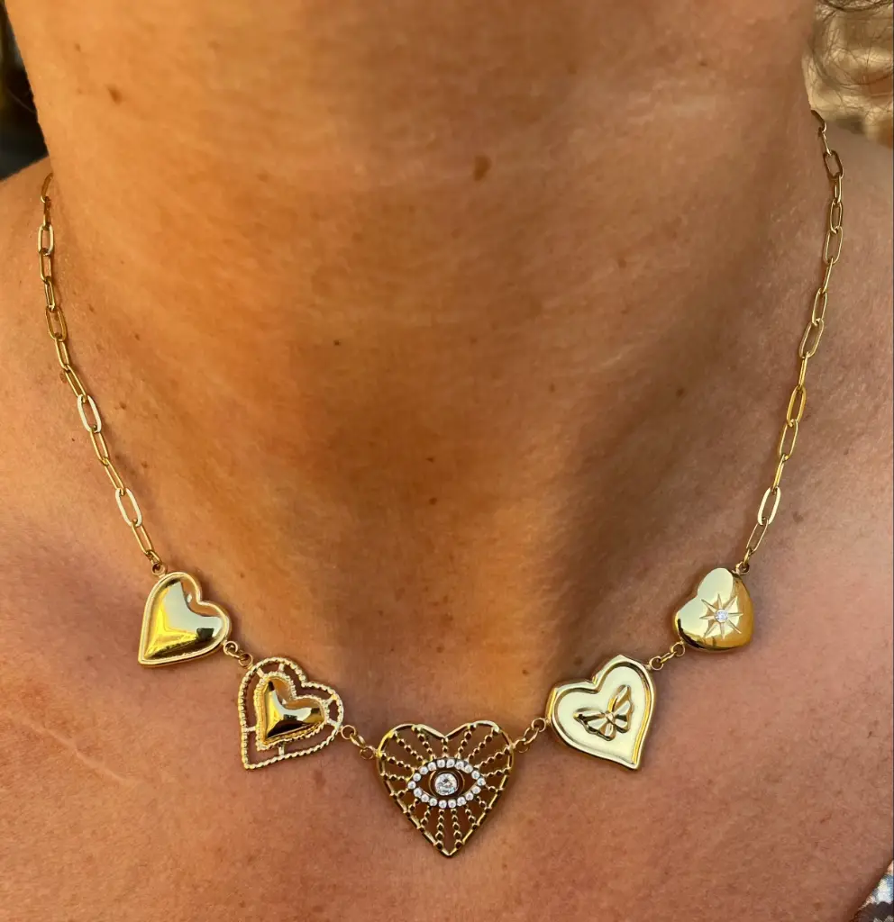 Collier chaîne grigri Coeur Oeil K1004