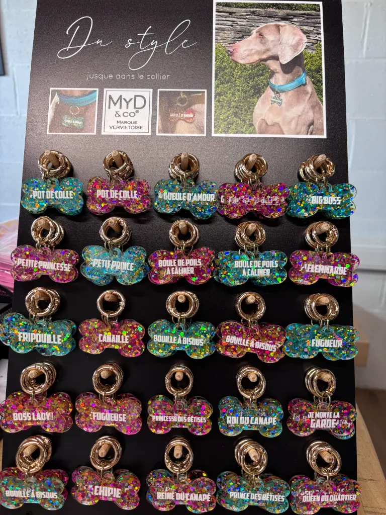 Médaillons à Paillettes Chien Mâle