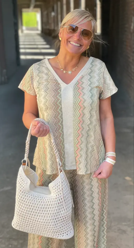 Blouse col V Lurex Scala