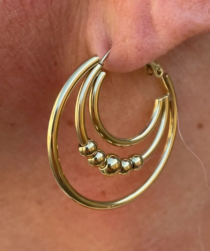 Boucles d'oreilles Triple + billes n°253