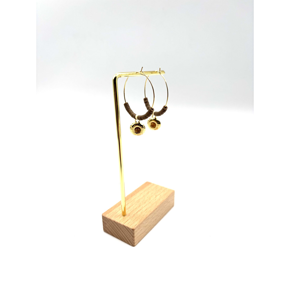 Boucles doreilles creoles perles disques n91