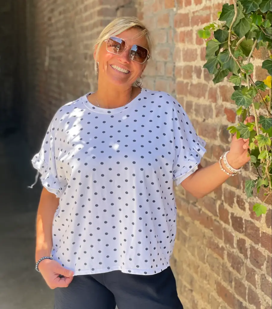 T-shirt Pois manches froufrous