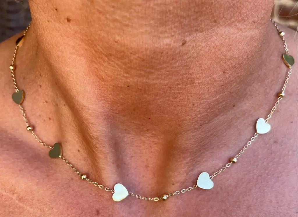 Collier chaine coeurs billes TT0080