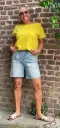 Bermuda jeans fleurs