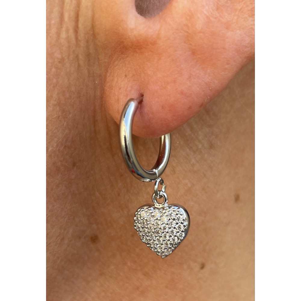 Boucles d'oreilles pendant coeur strass n°86