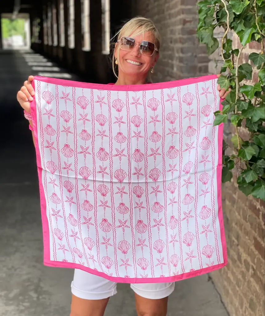 Foulard carré bandes coquillages
