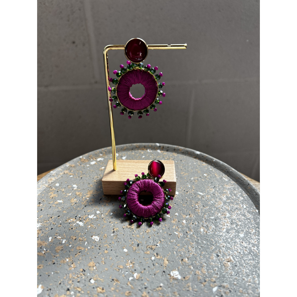 Boucles doreilles perles roue n53