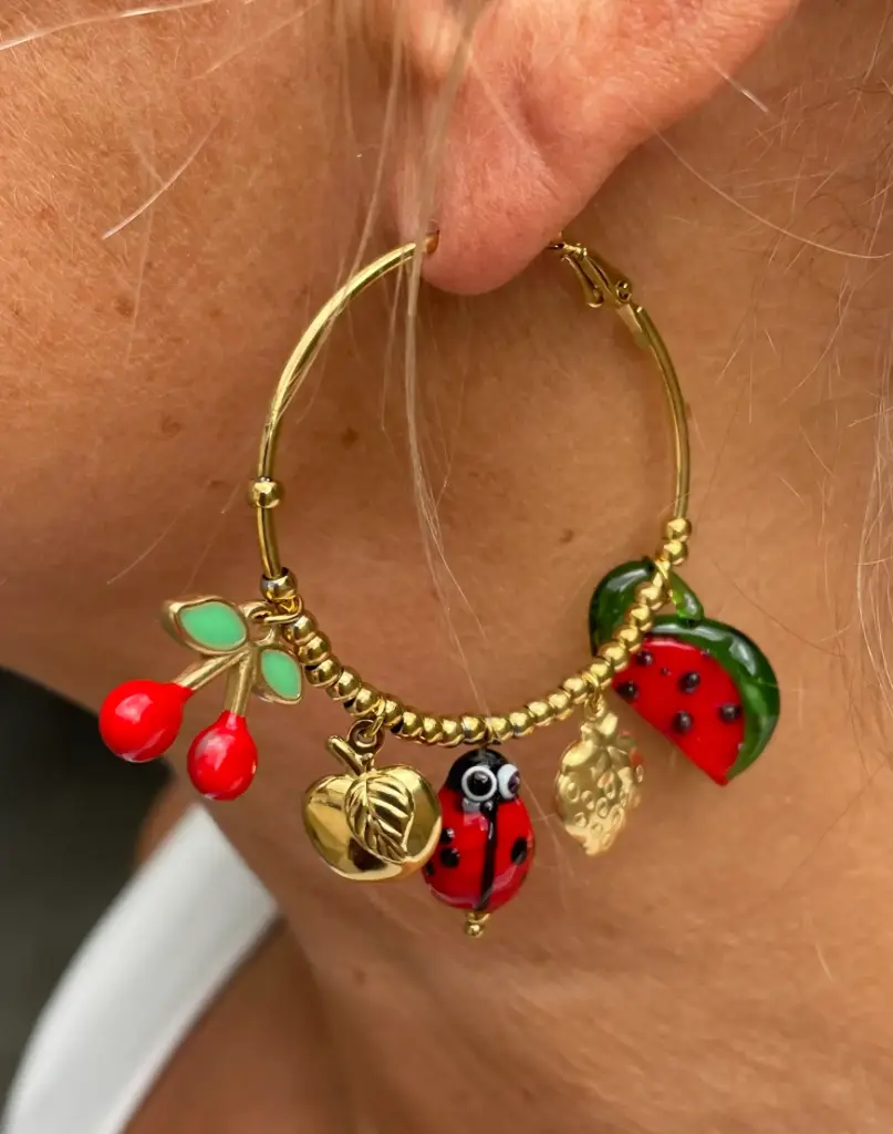 Boucles d'oreilles créolesd Pastèque n°