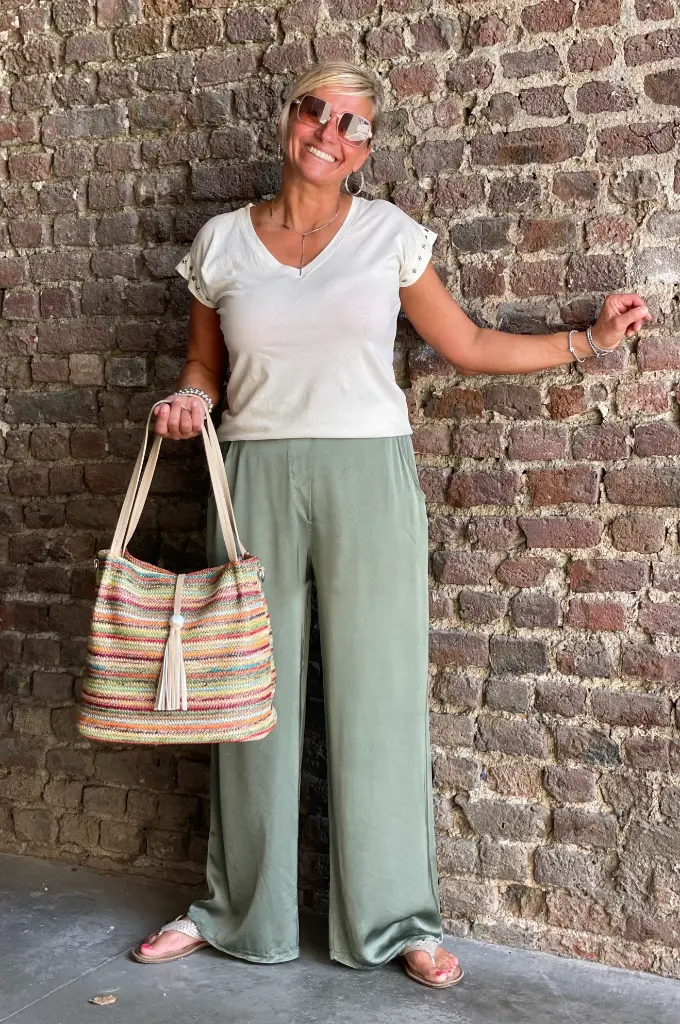 Pantalon effet satin