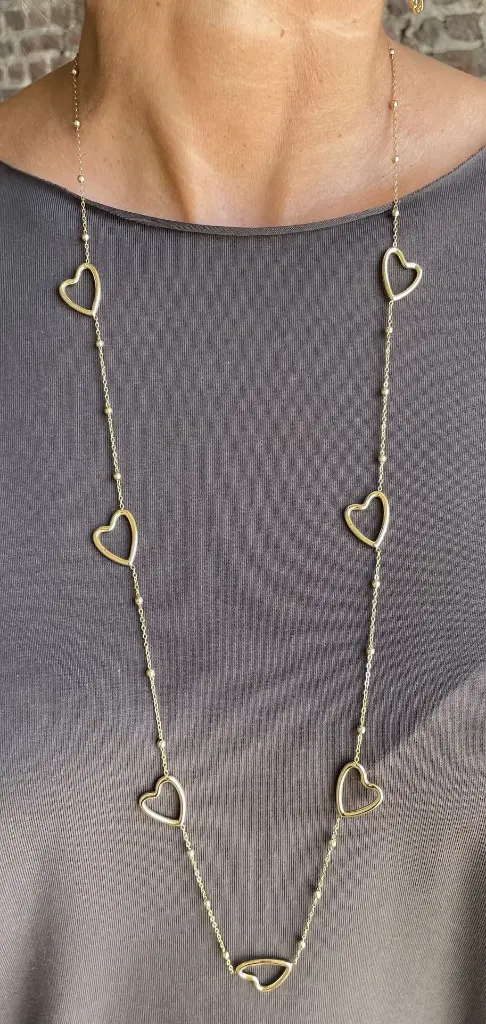 Collier chaîne double Coeurs XL1143
