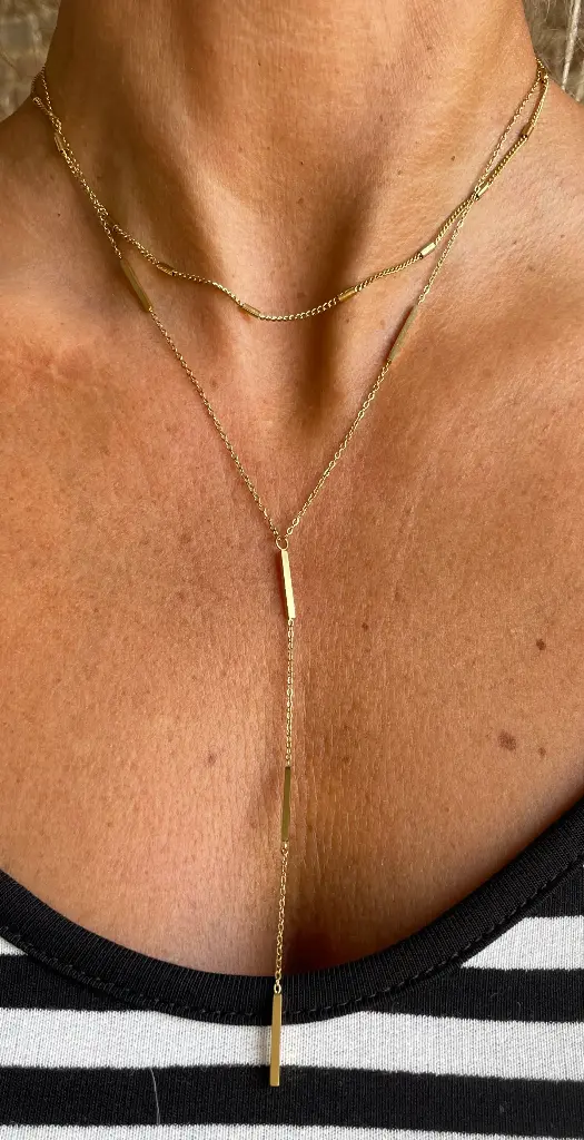 Collier double pendant rectangles SS0158