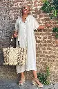 Longue robe chemise col mao