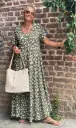 Robe longue manches courtes flowers/blanc 
