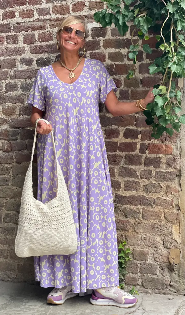 Robe longue manches courtes flowers 