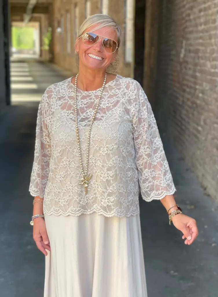 Blouse dentelle velour