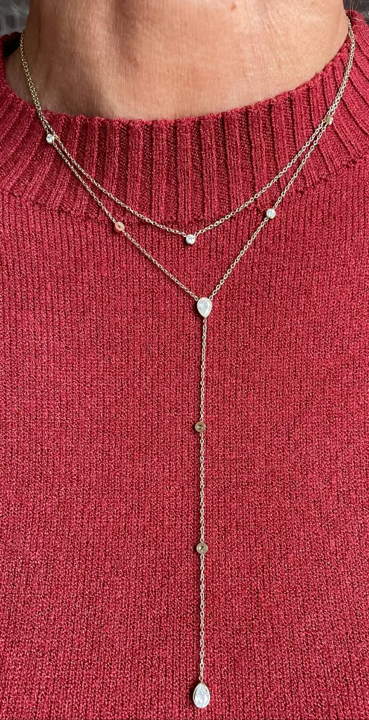 Collier double pendant gouttes XL105