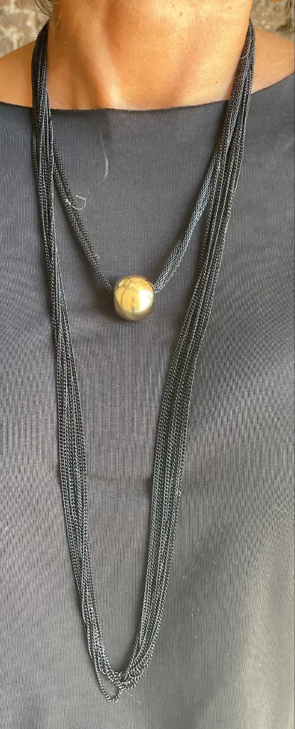 Collier fines chaînes boule doré