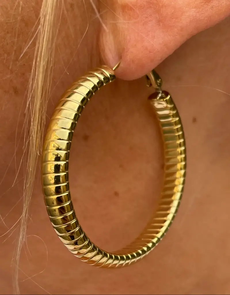 Boucles d'oreilles créoles épaisses striées n°295