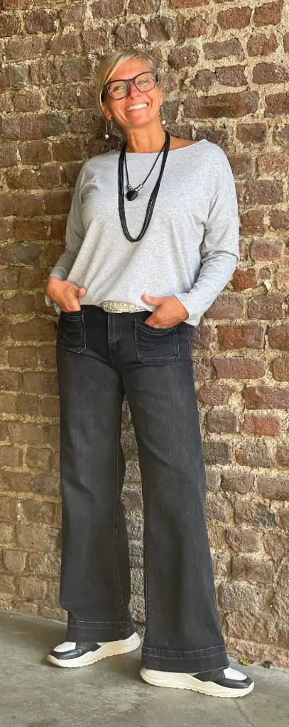 Pantalon 4 poches appliquées gris