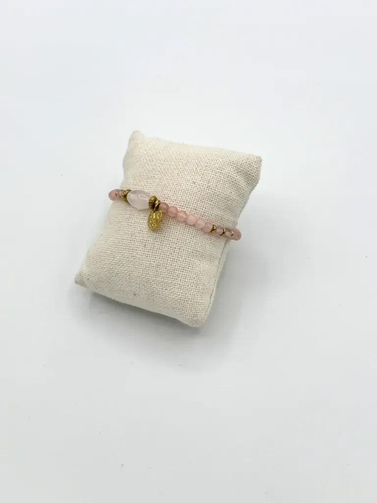 Bracelet billes pièce martelée n°189 (rose pâle)