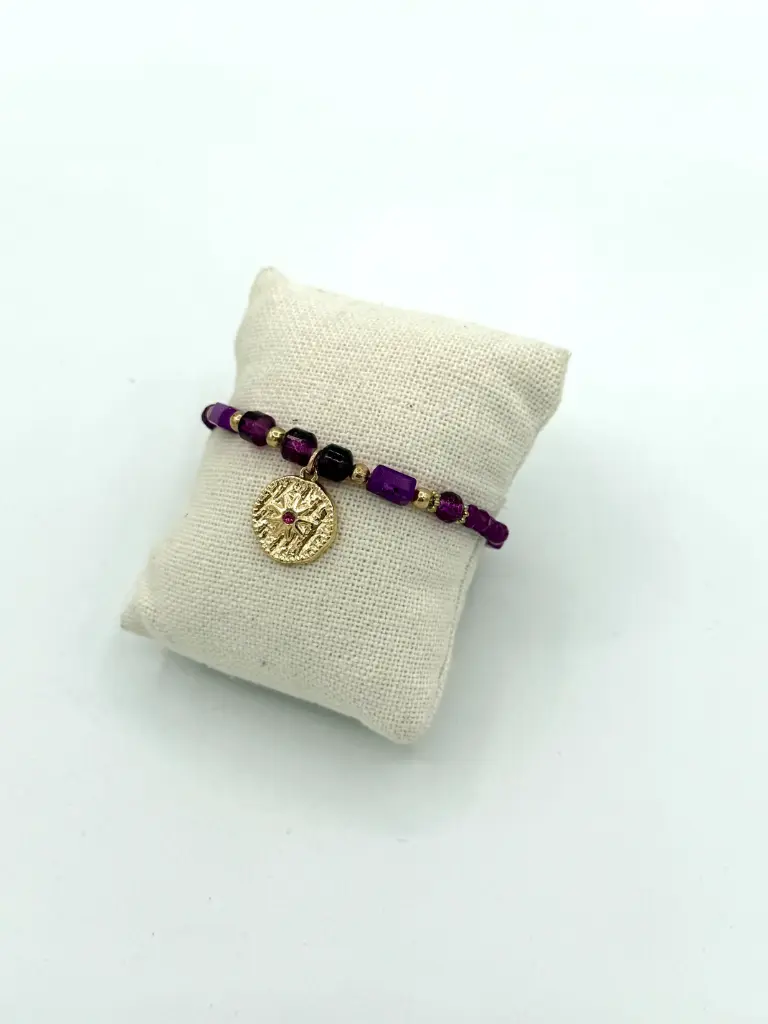 Bracelet étoile pièce martelée n°250 (Mauve)