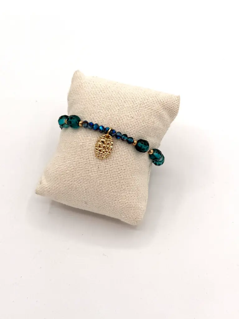 Bracelet pièce martelée écailles n°304 (Turquoise)