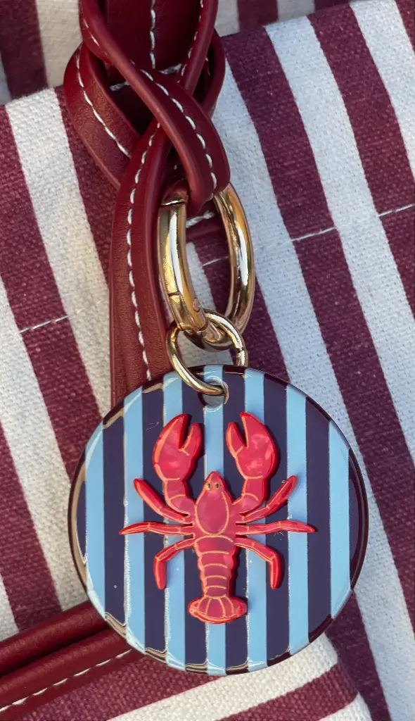 Porte clefs rond rayé homard