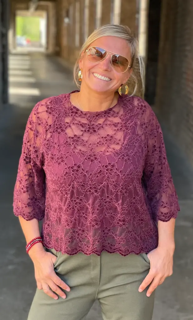 Blouse dentelle velours