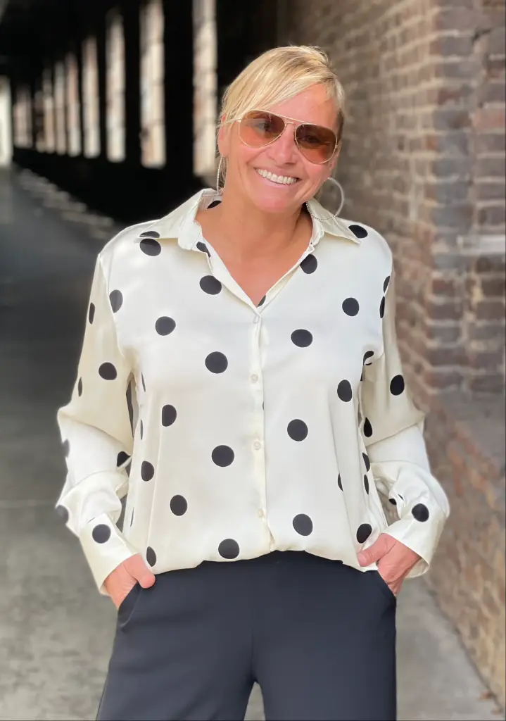Chemisier effet satin pois
