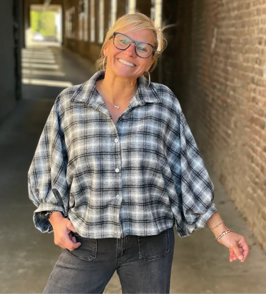 Chemisier Carreaux Cathy chauve-souris