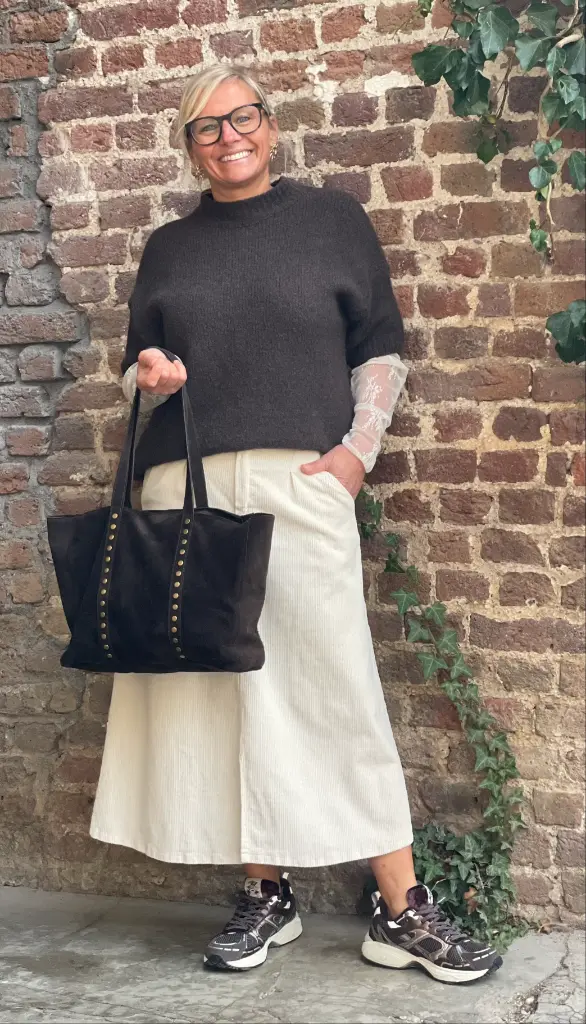 Jupe fendue velours côtelé