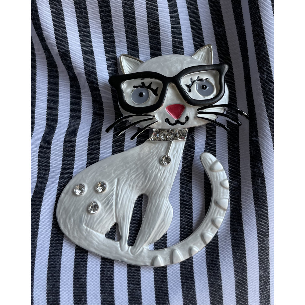 Broche aimant chat lunette