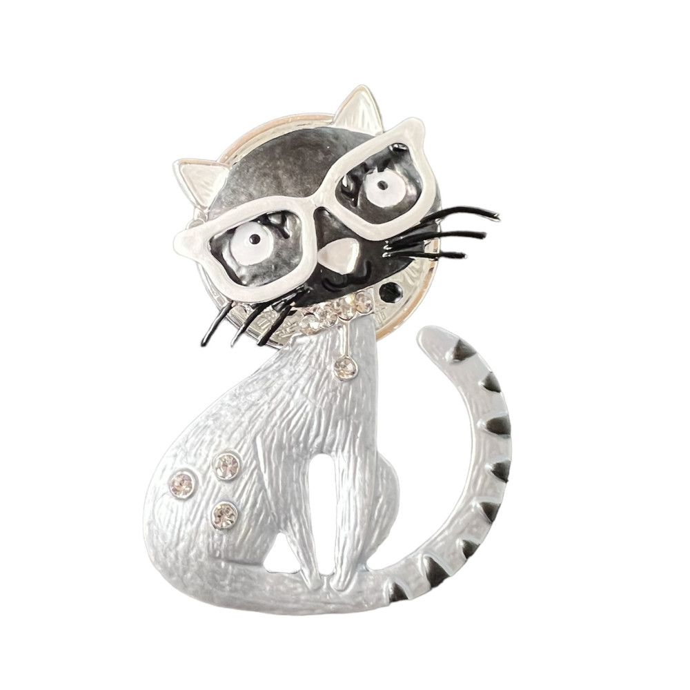 Broche aimant chat lunette