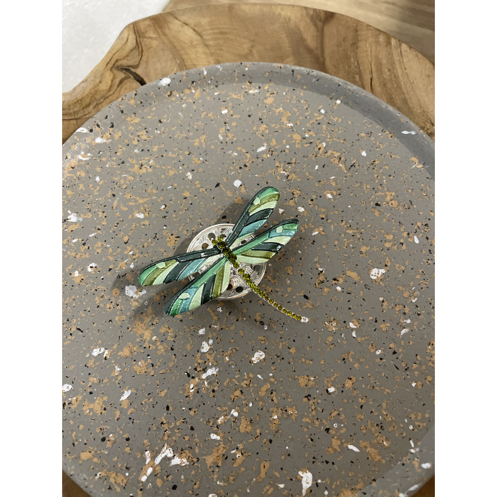 Broche aimant libellule strass