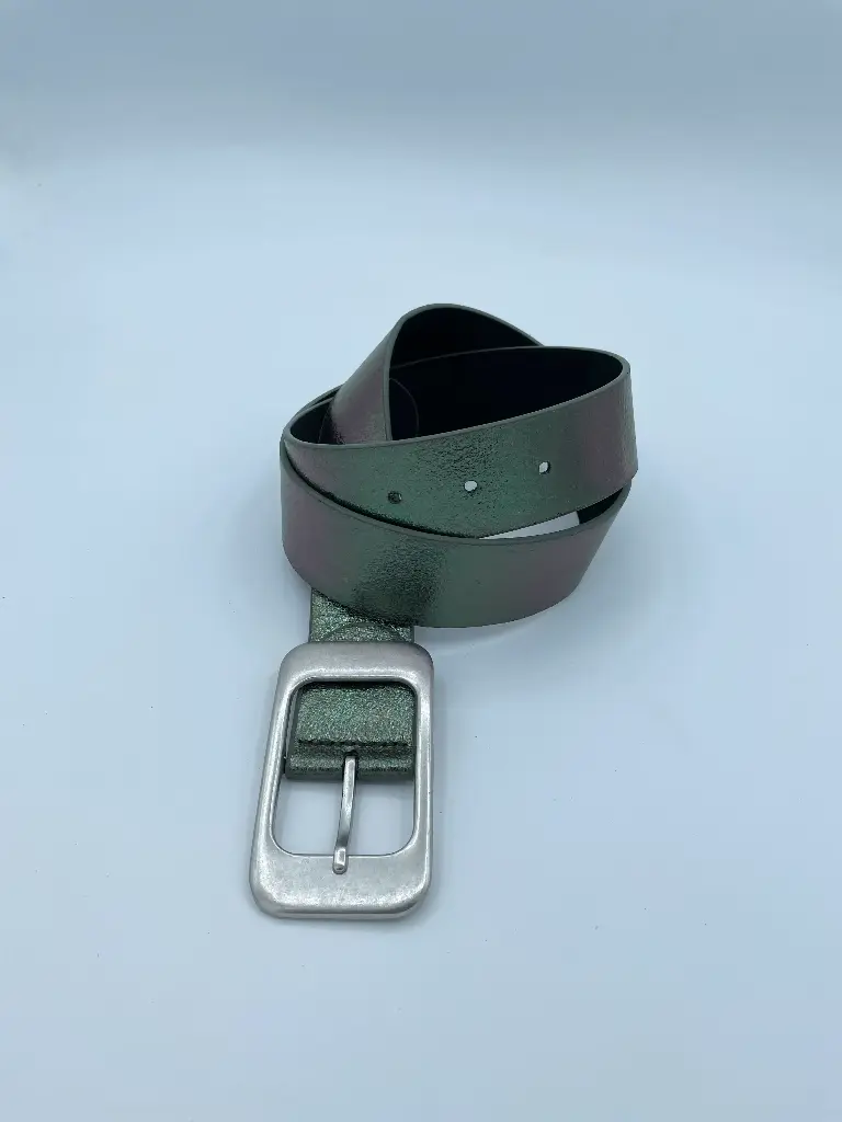 Ceinture boucle rectangle brillante metal